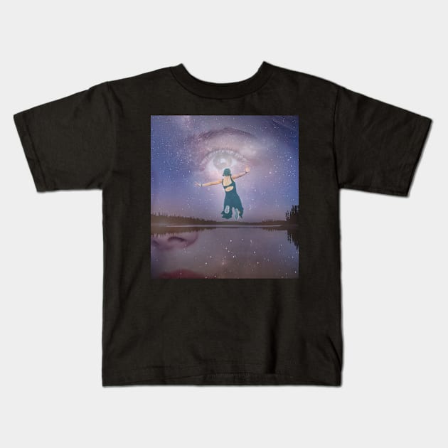 Jumping Towards the Light Kids T-Shirt by tjimageart